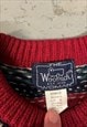 VINTAGE WOOLRICH KNITTED JUMPER PATTERNED CHUNKY SWEATER 