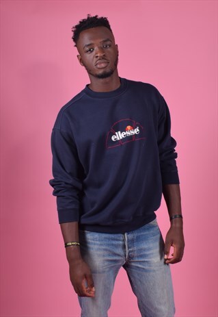 VINTAGE ELLESSE NAVY EMBROIDERED SWEATSHIRT