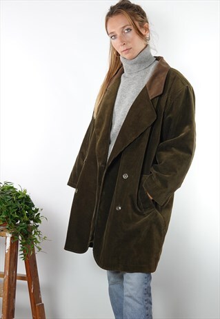 VINTAGE KENZO JACKET CORDUROY COAT MEDIUM WOMEN BROWN
