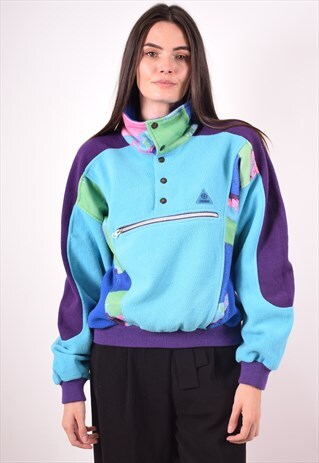 WOMENS VINTAGE FLEECE JUMPER LARGE MULTI 90S