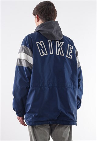 VINTAGE NIKE PADDED WINTER COAT 90S BLUE BIG LOGO