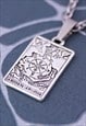 CRW SILVER WHEEL OF FORTUNE TAROT CARD NECKLACE 