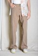 Vintage 90s Beige Linen Blend Minimalist Mens Pants