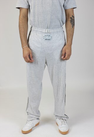 VINTAGE 90'S GREY PRINT TRACKSUIT BOTTOMS