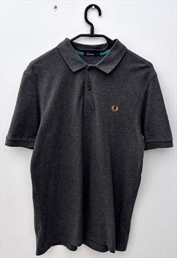 Fred Perry grey embroidered logo polo shirt medium 