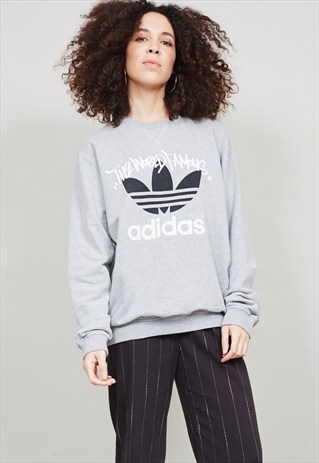 RETRO GREY ADIDAS LOGO SWEATER