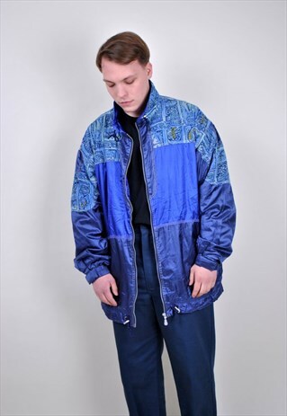 80S MULTICOLOR PATTERN TRAVEL JACKET, VINTAGE WINDBREAKER