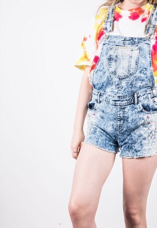 VINTAGE BLUE SHORT DENIM DUNGAREES