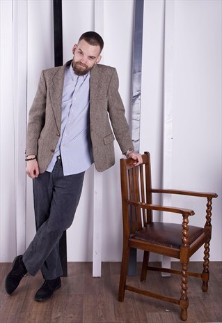 HARRIS TWEED JACKET. 1970S VINTAGE BLAZER. UNISEX.