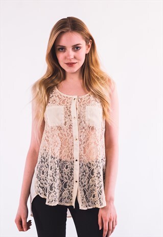 LACE CHIFFON SHIRT WITH CROSS STRIP BACK (BLACK)