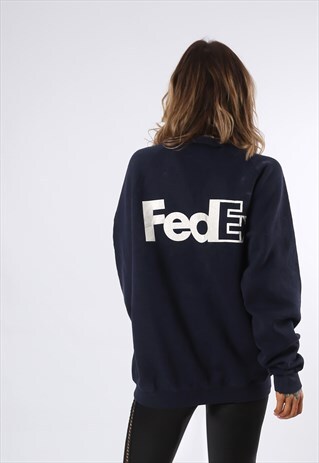 SWEATSHIRT JUMPER OVERSIZED FEDEX LOGO PLAIN UK 16 (AD3Q)