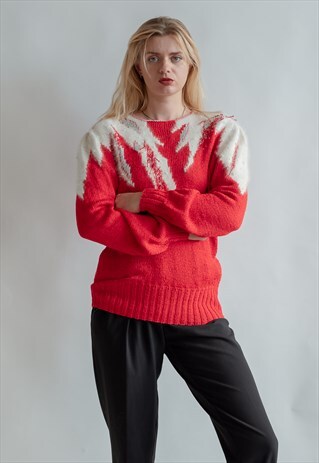 VINTAGE 80S PARIS CHIC JUMPER IN POWER SHOULDER