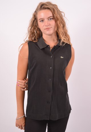 VINTAGE LACOSTE POLO SHIRT SLEEVELESS BLACK