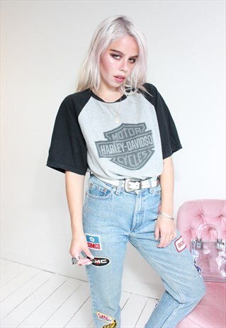 VINTAGE 90S GREY HARLEY DAVIDSON BIKER T-SHIRT