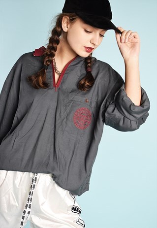 90'S RETRO SLOUCHY WORKWEAR SHIRT TOP