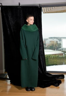 Green turtleneck dress, long dress, maxi dress, winter dress