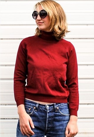 VINTAGE 70S RED TURTLENECK TOP