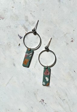 Handmade Sage Terrazzo Dangle Earrings Modern Hypoallergenic