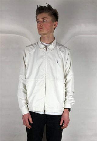 VINTAGE 80'S POLO RALPH LAUREN WHITE WINDBREAKER JACKET