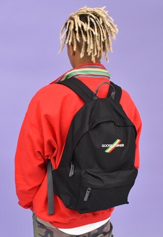 G&G UNISEX BLACK ORIGINAL MULTI LINES RUCKSACK