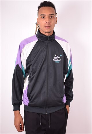 ADIDAS MENS VINTAGE TRACKSUIT TOP JACKET LARGE MULTI 90S