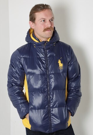 BLUE AND YELLOW POLO PUFFA JACKET