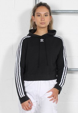 Vintage Adidas Hoodie in Black with Spell Out Logo Size 6