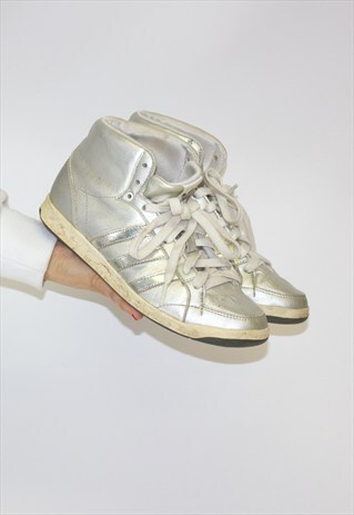 RETRO METALLIC SILVER HI-TOP ADIDAS TRAINERS