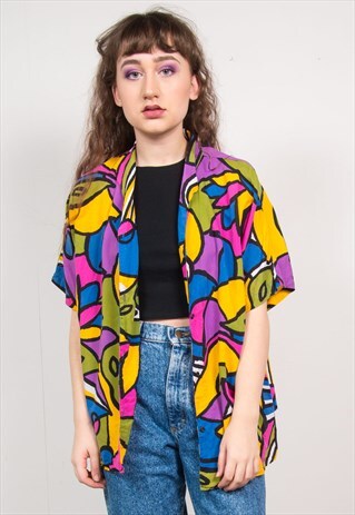 VINTAGE 90'S MULTICOLOUR ABSTRACT PATTERN SHIRT