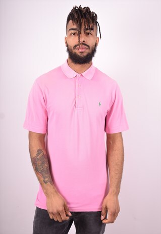 POLO RALPH LAUREN MENS VINTAGE POLO SHIRT SMALL PINK 90'S