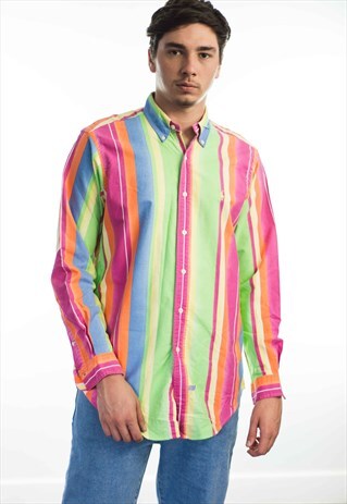 VINTAGE POLO RALPH LAUREN STRIPE SHIRT 90S M 12.2
