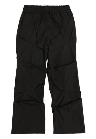 Grunge joggers distressed overalls skater pants in black