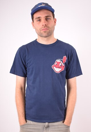 MAJESTIC MENS VINTAGE T-SHIRT TOP XL BLUE 90S