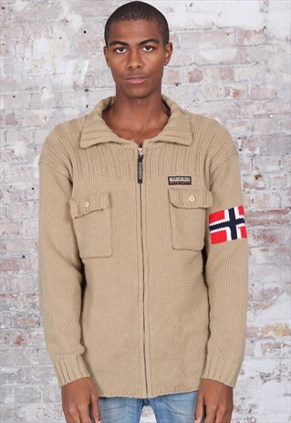 VINTAGE NAPAPIJRI LOGO FULL ZIP JUMPER BEIGE