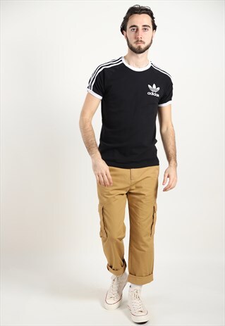 VINTAGE ADIDAS TREFOIL LOGO T SHIRT BLACK