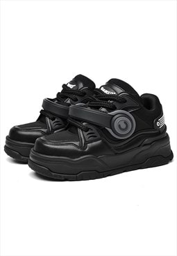 Raver trainers retro chunky sneakers skate shoes in black