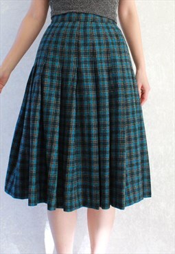 Vintage Skirt Square Blue Grey XS B708