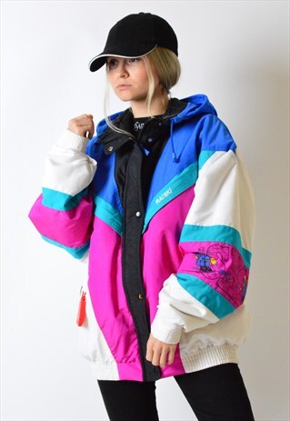VINTAGE 90S COLOUR BLOCK PUFFER SKI JACKET