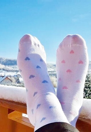 SOCKS HEART FOR VALENTINE LOVER, SWEET PASTEL COLORS