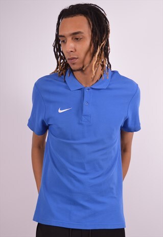 NIKE MENS VINTAGE POLO SHIRT LARGE BLUE 90S