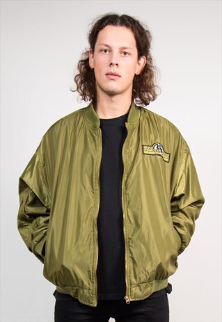 VINTAGE 90'S GREEN KHAKI MA1 BOMBER JACKET