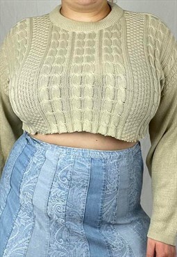 Cropped jumper knitted reworked vintage crop top 