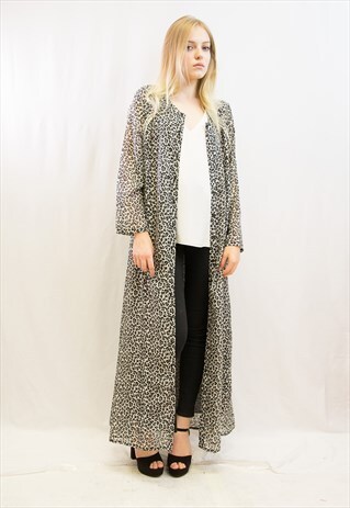 CHIFFON OVER ALL PRINTED MAXI DRESS (GREY LEOPARD)
