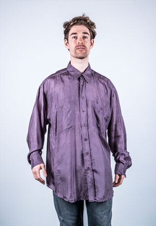 VINTAGE 1980S PURPLE SILK SHIRT
