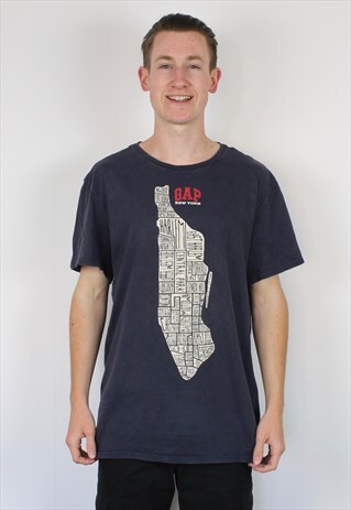 VINTAGE GAP T-SHIRT IN BLUE WITH NEW YORK CITY MANHATTAN