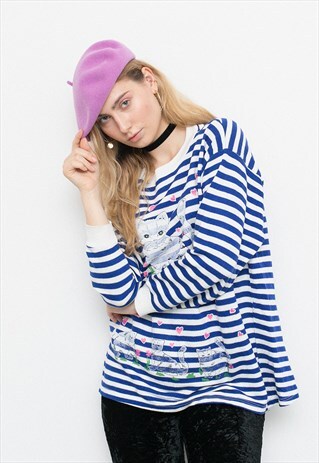 STRIPED KITTY SAILOR TOP