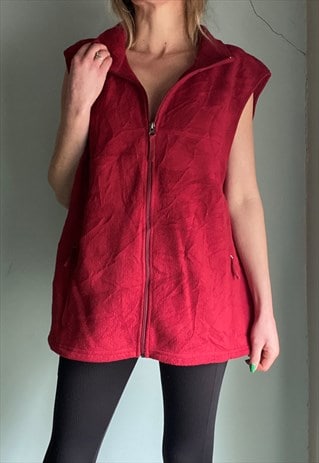 VINTAGE RED FLEECE GILET JACKET