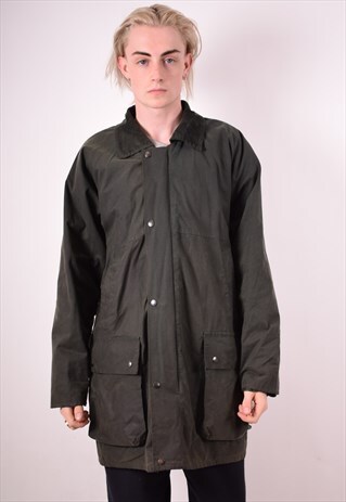 MENS VINTAGE WAX JACKET XL KHAKI 90S