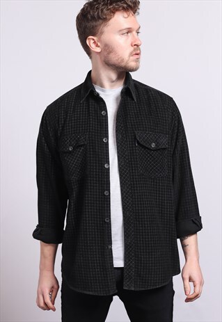 VINTAGE CORDUROY CORD SHIRT BLACK