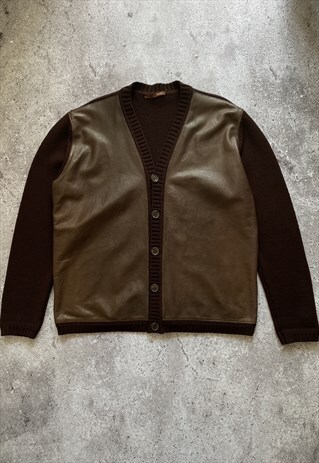 Bally Wool Leather Cardigan Sweater Jumper